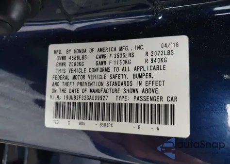 2016 Acura Tlx V6 from USA, damaged, VIN 19UUB2F32GA009927